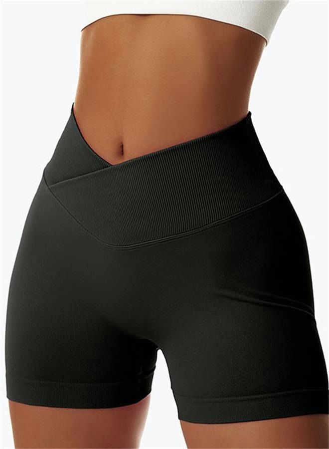 NIBEMINENT Women's Elastic Fitness Yoga Shorts High Waist Hip Lifting Running Tight Seamless Pleated Cycling  - Image 2