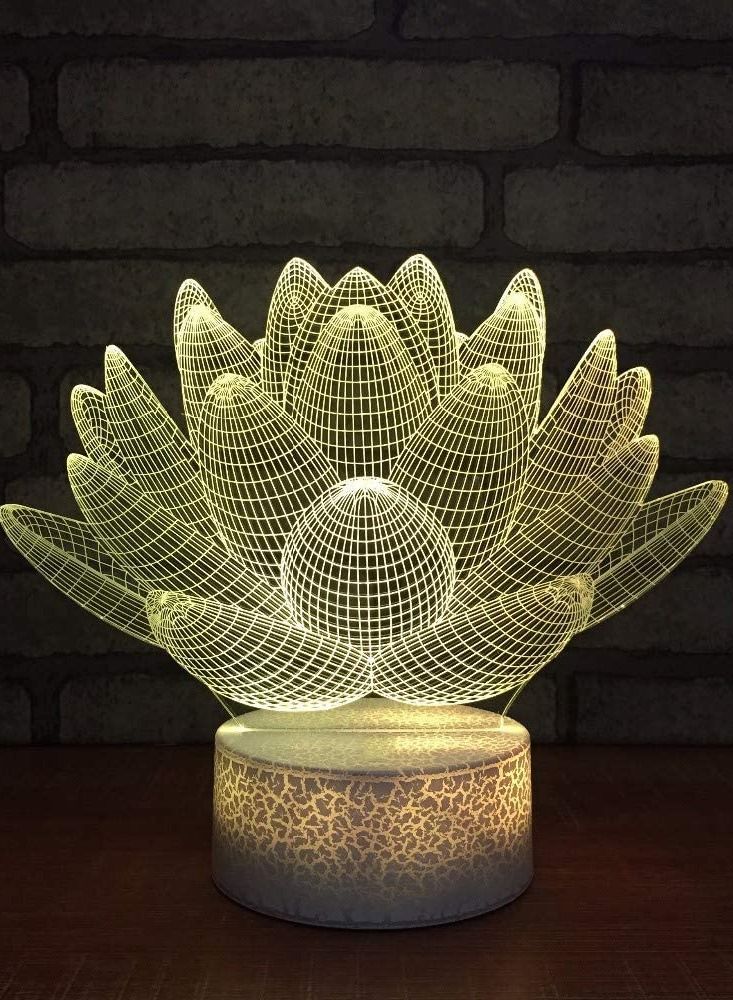 althiqahkey Kids Touch USB Creative 3D Visual Gradient Lotus Flower Lamp LED Table Lamp Baby Sleep Lighting Gift Home Decoration Multicolor Night Light  - Image 2