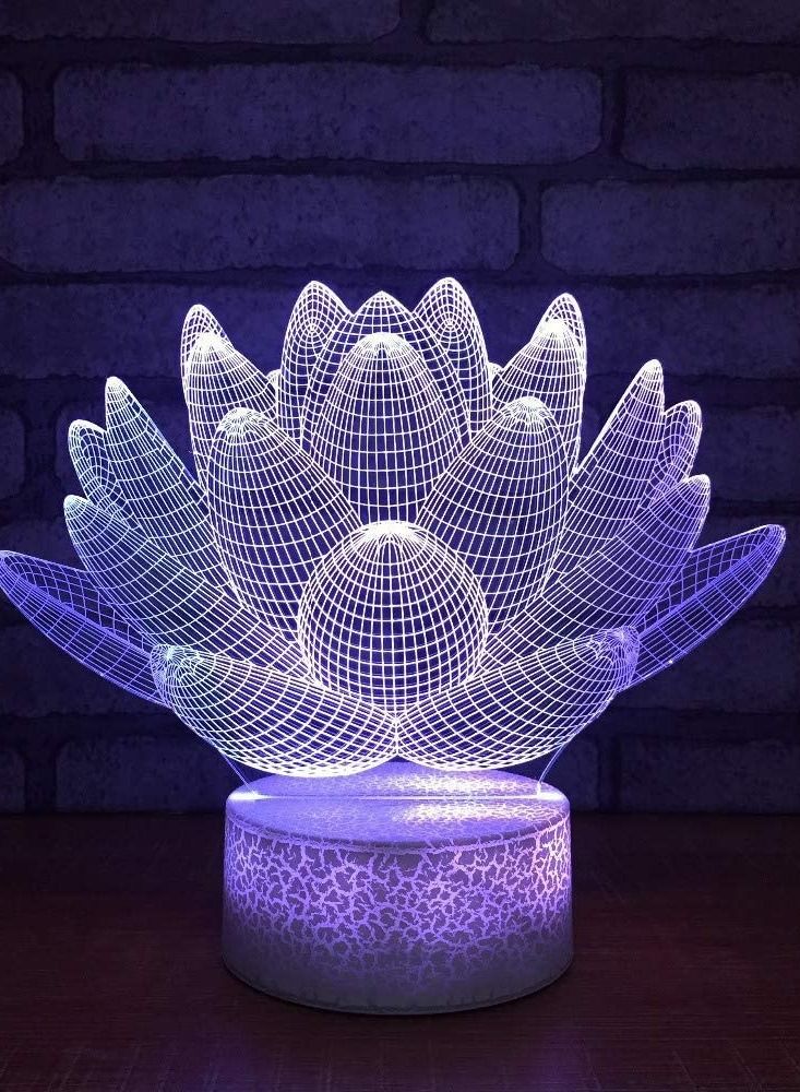 althiqahkey Kids Touch USB Creative 3D Visual Gradient Lotus Flower Lamp LED Table Lamp Baby Sleep Lighting Gift Home Decoration Multicolor Night Light  - Image 3