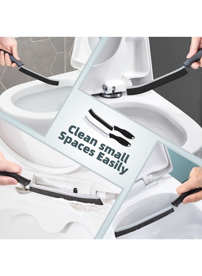 Toilet Brush, 2 Pcs Bathroom Cleaning Brush, Gap Scrub Brush with Hanging Hole, Multifunctional Hard Bristle Crevice Cleaning Brush, Cleaner Tools for Sinks, Tub, Shower, Tile, Toilet Seat - Image 2