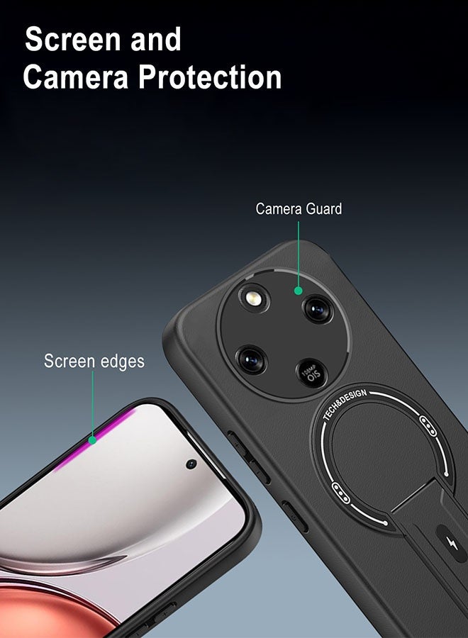 Magnetic Case for Honor X9D, [MagSafe Compatible][All-Around Protection][Built-In Phone Stand][Anti-Fingerprint Design][With Oleophobic Coating] Drop Protection Cover with Carbon Fiber Texture for Honor X9D 5G 6.79 inch, Black - Image 2