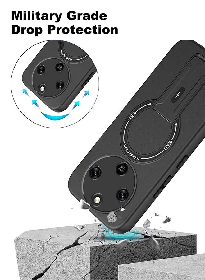 Magnetic Case for Honor X9D, [MagSafe Compatible][All-Around Protection][Built-In Phone Stand][Anti-Fingerprint Design][With Oleophobic Coating] Drop Protection Cover with Carbon Fiber Texture for Honor X9D 5G 6.79 inch, Black - Image 3