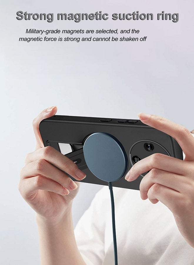 Magnetic Case for Honor X9D, [MagSafe Compatible][All-Around Protection][Built-In Phone Stand][Anti-Fingerprint Design][With Oleophobic Coating] Drop Protection Cover with Carbon Fiber Texture for Honor X9D 5G 6.79 inch, Black - Image 5