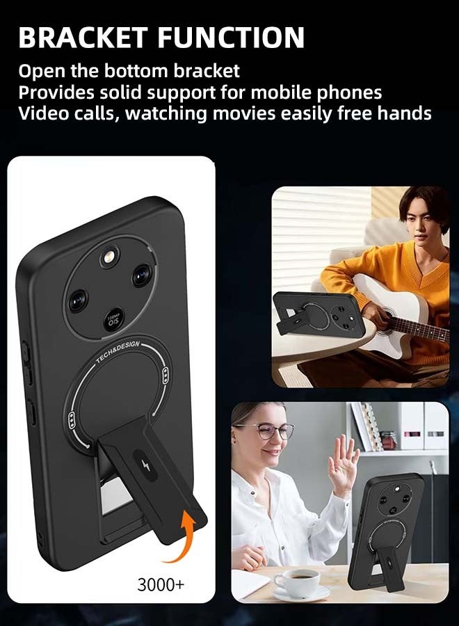 Magnetic Case for Honor X9D, [MagSafe Compatible][All-Around Protection][Built-In Phone Stand][Anti-Fingerprint Design][With Oleophobic Coating] Drop Protection Cover with Carbon Fiber Texture for Honor X9D 5G 6.79 inch, Black - Image 4