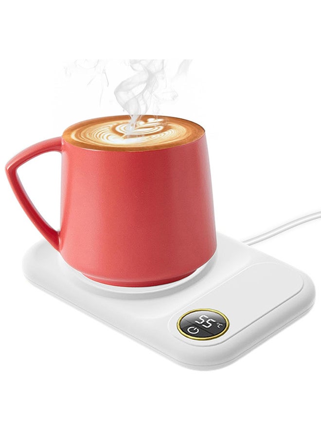 MARGOUN Coffee Mug Warmer, Electric Cup Heater with LCD Display, Digital Temperature 55-75°C Adjustable, USB-Powered, ABS Material - White  - Image 2