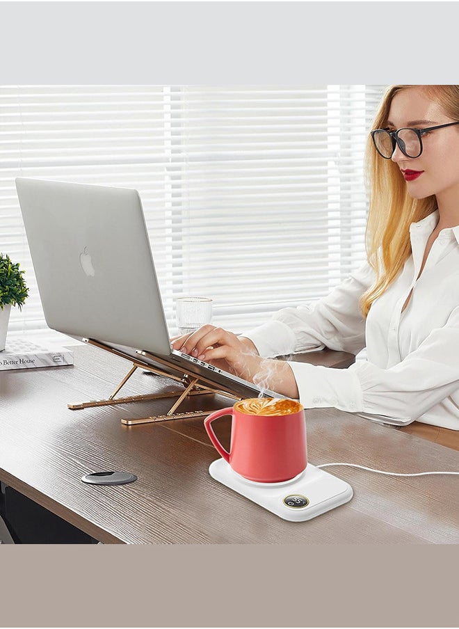 MARGOUN Coffee Mug Warmer, Electric Cup Heater with LCD Display, Digital Temperature 55-75°C Adjustable, USB-Powered, ABS Material - White  - Image 4