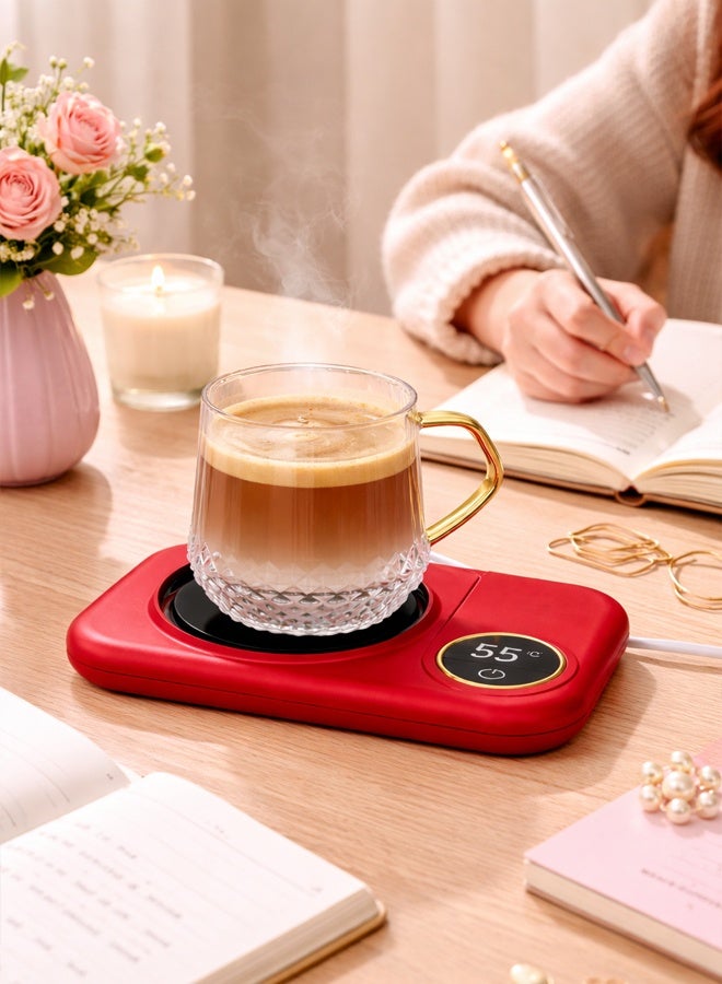 MARGOUN Coffee Mug Warmer, Electric Cup Heater with LCD Display, Digital Temperature 55-75°C Adjustable, USB-Powered, ABS Material - White - Image 4