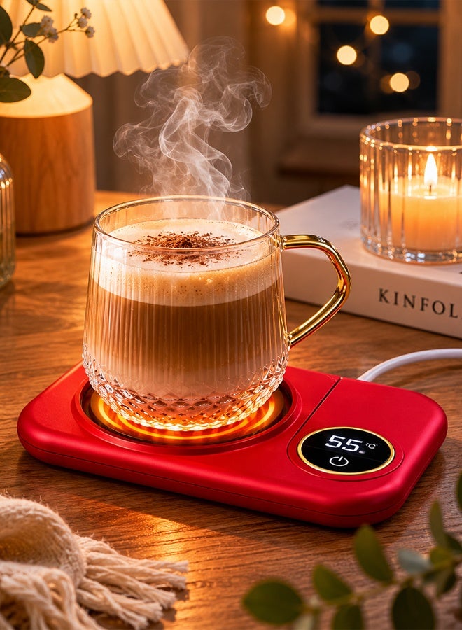 MARGOUN Coffee Mug Warmer, Electric Cup Heater with LCD Display, Digital Temperature 55-75°C Adjustable, USB-Powered, ABS Material - White - Image 5