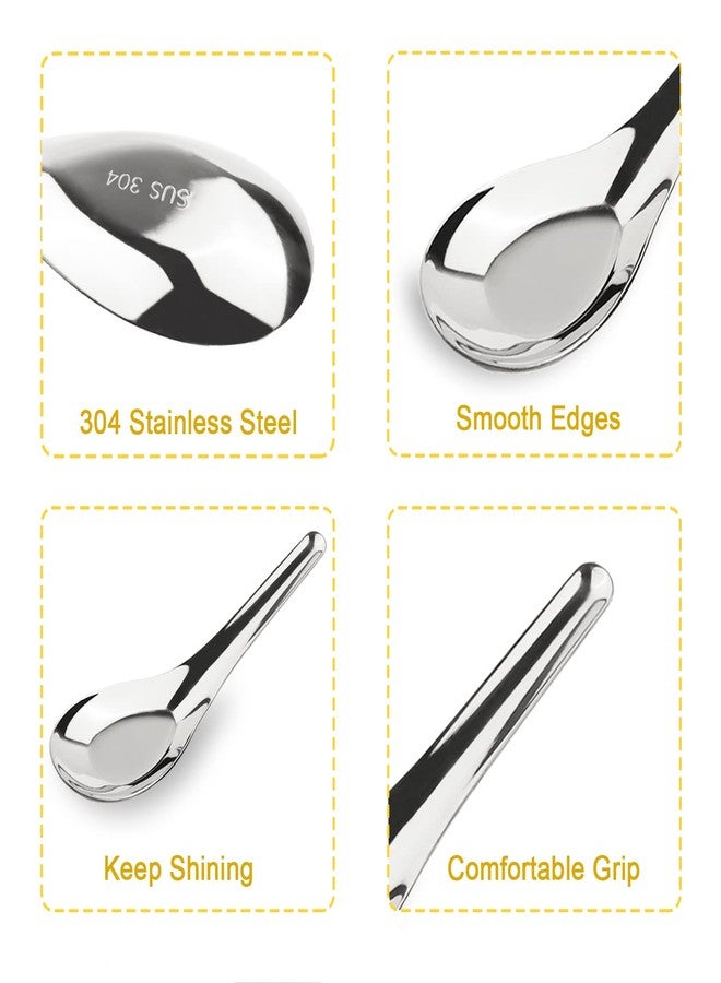 DOBROGOST Stainless Steel Chinese Soup Spoons Set of 6 Asian Soup Spoons Silverware Cucharas Para Comer for Ramen Pho Wonton Dumpling Noodles - Image 3