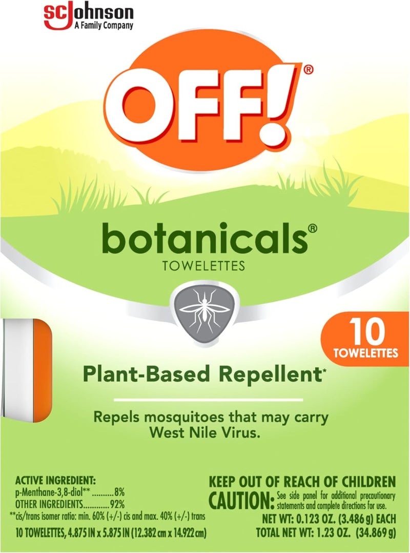 OFF! ! Botanicals Insect Repellent Wipes, Mosquito Repellent, 10 Count Individually Wrapped Wipes - Image 1