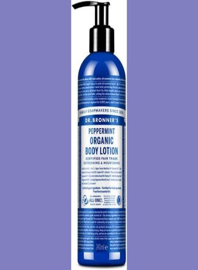 Dr. Bronner's Organic Peppermint Hand and Body Lotion, Made with Organic Oils, Used for Face and Body, Certified Fair Trade & Vegan Friendly, 236ml Recycled Bottle - Image 4