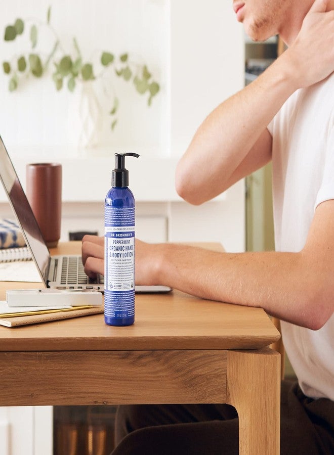 Dr. Bronner's Organic Peppermint Hand and Body Lotion, Made with Organic Oils, Used for Face and Body, Certified Fair Trade & Vegan Friendly, 236ml Recycled Bottle - Image 3