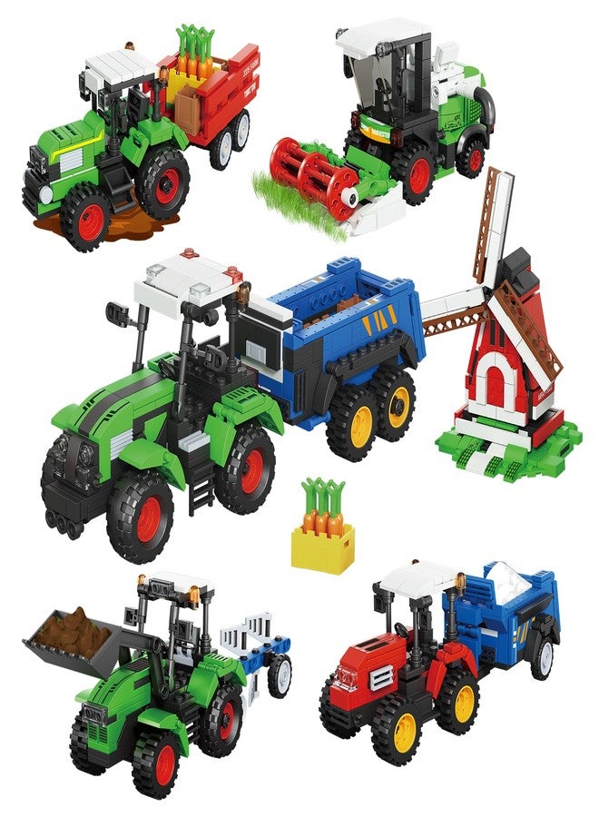 HSANHE 4-in-1 Farm Tractor Building Set, Combine Harvester Model Kits Compatible with Lego Sets, Farm Plow & Spreader, Creative Construction Toy for Adults Ages 14+ - Image 1