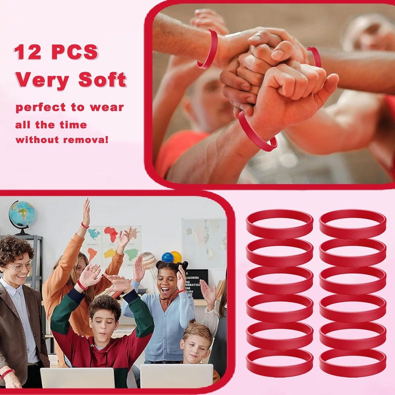 ZiKON 12 Pcs Solid Color Silicone Wristbands Blank Stretch Silicone Wristbands Colorful Rubber Bracelets for Women Men Gifts - Image 3
