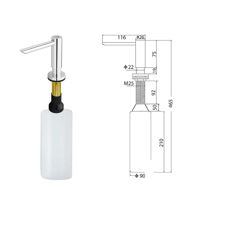 Dolphy Counter top Soap Dispenser for Kitchen Bathroom Sink - 1000ml Silver - Image 3