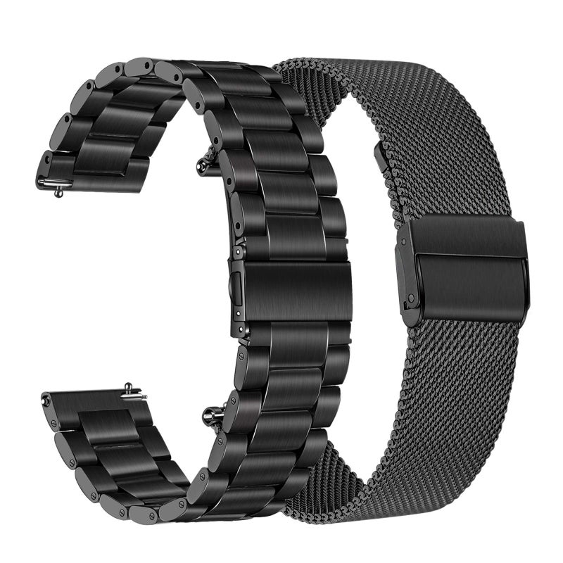 TRUMiRR Band Sets for Garmin Vivoactive 5 / Vivoactive 3, 20mm Solid Stainless Steel Watchband + Mesh Strap for Forerunner 165 / Venu Sq 2 - Image 1