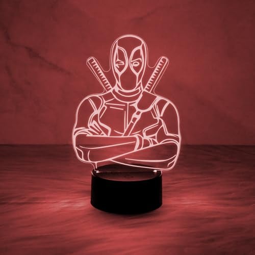 GIFTMEBAZAR 3D Illusion Marvel Hero Deadpool852 Acrylic Desk Table Night Lamp | Avengers Home Decor Light | Kids Room Decor Lamp | Birthday Gift for Avengers Lover (Multicolored Light) - Image 1