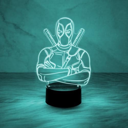 GIFTMEBAZAR 3D Illusion Marvel Hero Deadpool852 Acrylic Desk Table Night Lamp | Avengers Home Decor Light | Kids Room Decor Lamp | Birthday Gift for Avengers Lover (Multicolored Light) - Image 2