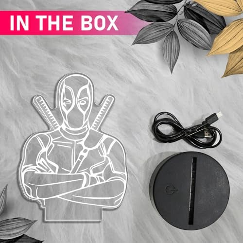 GIFTMEBAZAR 3D Illusion Marvel Hero Deadpool852 Acrylic Desk Table Night Lamp | Avengers Home Decor Light | Kids Room Decor Lamp | Birthday Gift for Avengers Lover (Multicolored Light) - Image 5