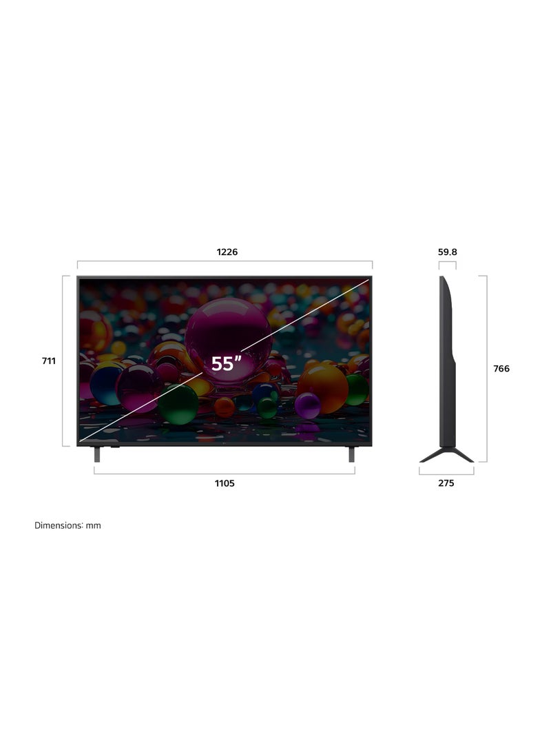 LG 55 inch LG UHD AI UA8500 4K Smart TV AI Magic remote HDR10 webOS25 2025 55UA85006LA-AMAE black - Image 2