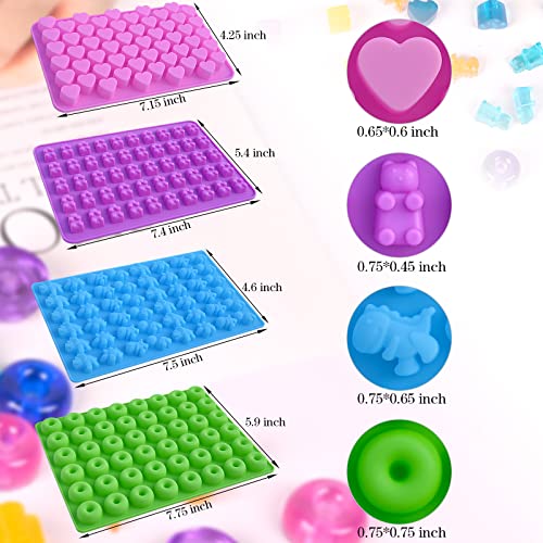 Sakolla Gummy Candy Molds Silicone with 2 Droppers Pack of 4 Mini Silicone Molds Including Dinosaur, Bear Shape, Hearts and Donut Gummie Chocolate Molds for Kids - Image 3