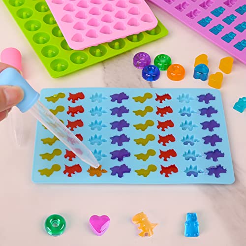 Sakolla Gummy Candy Molds Silicone with 2 Droppers Pack of 4 Mini Silicone Molds Including Dinosaur, Bear Shape, Hearts and Donut Gummie Chocolate Molds for Kids - Image 5