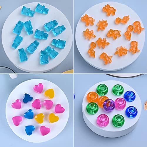 Sakolla Gummy Candy Molds Silicone with 2 Droppers Pack of 4 Mini Silicone Molds Including Dinosaur, Bear Shape, Hearts and Donut Gummie Chocolate Molds for Kids - Image 2