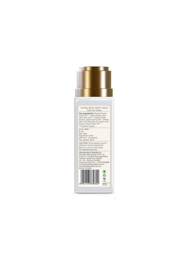 Forest Essentials Travel Size Ultra-Rich Body Milk Indian Rose Absolute | Natural Moisturizing Body Lotion For Instant Hydration | Ayurvedic Body Moisturizer, Paraben Free| For Women & Men | 50 Ml  - Image 3