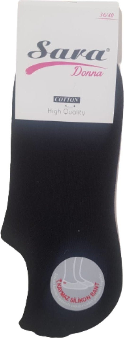 Sara Donna 6 Pairs Black Color Seamless Sneaker Invisible Socks