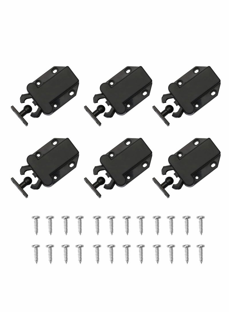 Excefore Touch Release Catch Latch, Black Push To Open Catch Lock With Automatic Pop-up Function Cabinet Lock, ABS Push Latch For Cupboard And Drawer  - Image 1