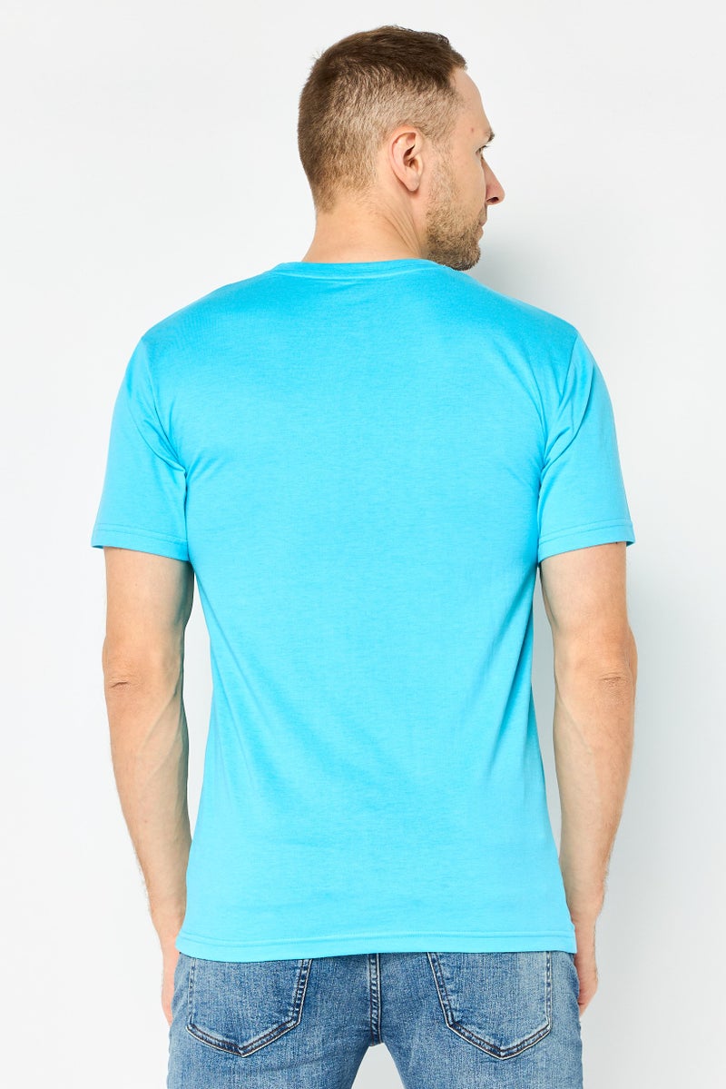 Tailorbyrd Men Crew Neck Short Sleeve Embroidered Logo T-Shirt, Turquoise - Image 4