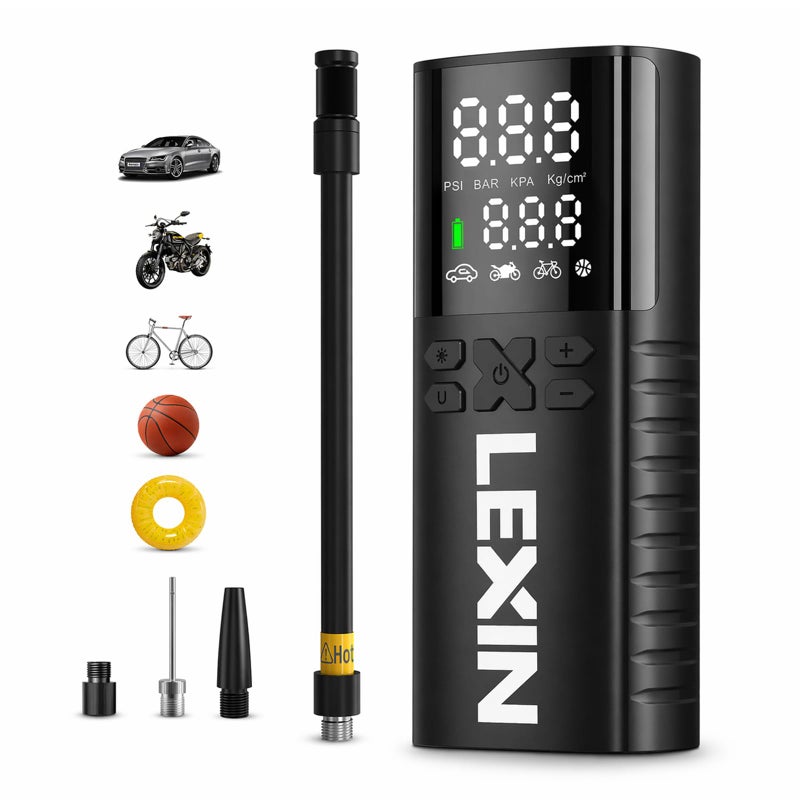 LEXIN P4 Tire Inflator Portable Air Compressor 150PSI Electric Air Pump for Car Tires wPressure GaugeLED Light 4000mAh Cordless Smart Pump for CarMotorcycleBikeBicycleScooterBallInflatable - Image 3