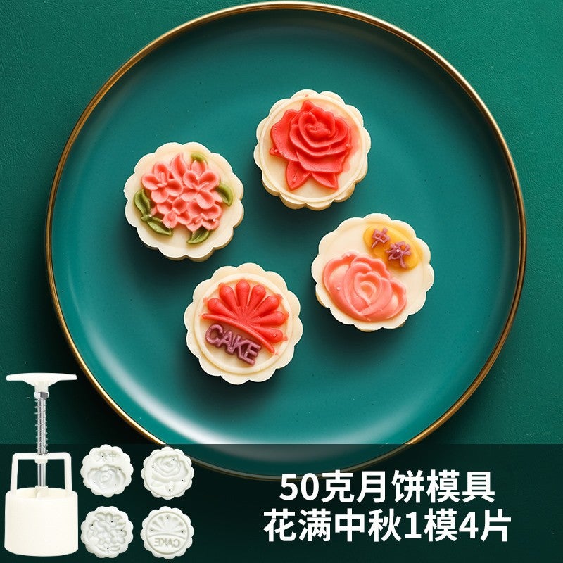Mid-Autumn Moon Cake Mold Mooncake Model Printing Tool Household Chinese Style Ice Skin Peach Mountain Skin Mung Bean Cake Hand-Pressed Non-Stick - Image 1