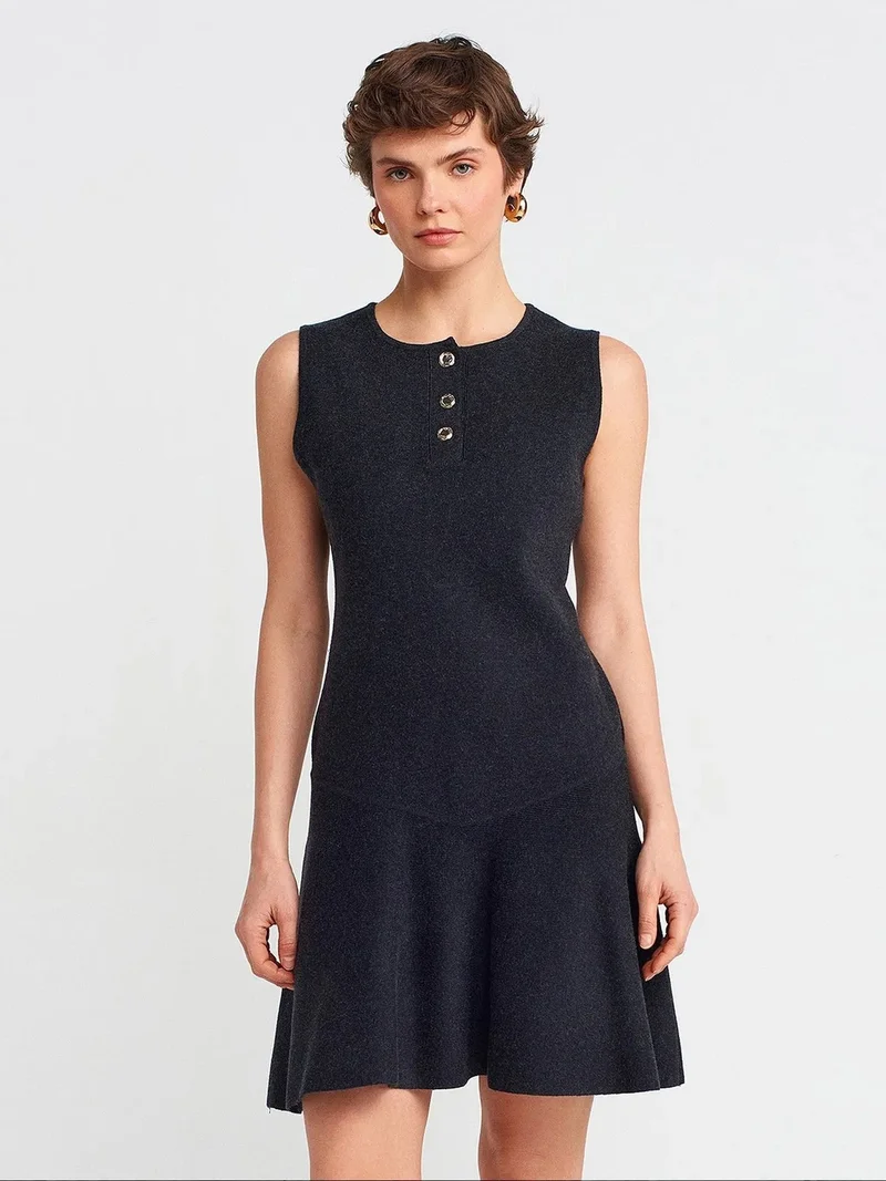 DILVIN Sleeveless Seamless Knit Skater Mini Dress