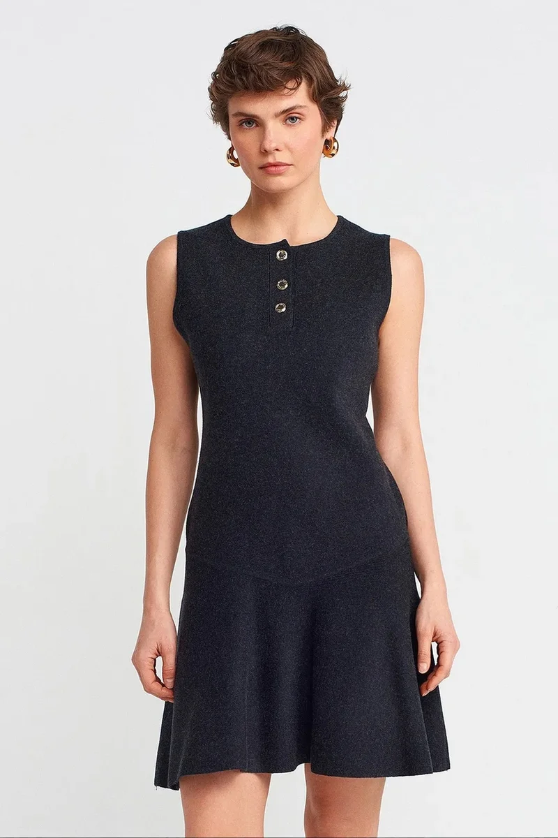 DILVIN Sleeveless Seamless Knit Skater Mini Dress