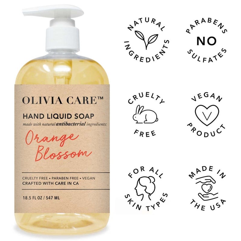 Olivia Care Antibacterial Hand Soap Infused with Sage Tea Tree Oil Orange Blossom Fragrance Cleansing GermFighting Moisturizing Hand Wash for Kitchen Bathroom 185 fl oz - Image 2