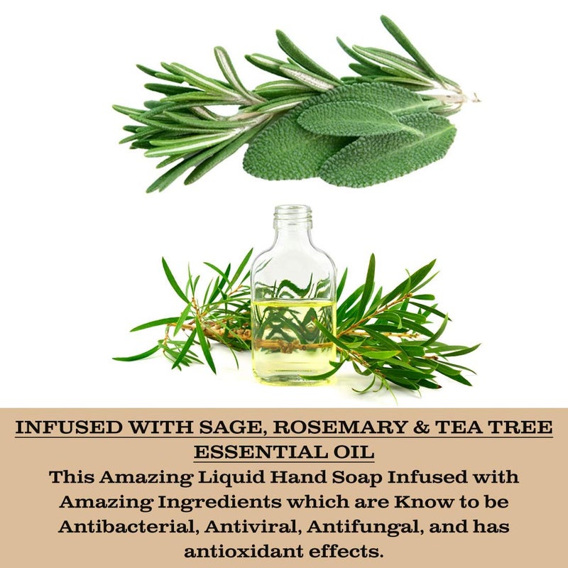 Olivia Care Antibacterial Hand Soap Infused with Sage Tea Tree Oil Orange Blossom Fragrance Cleansing GermFighting Moisturizing Hand Wash for Kitchen Bathroom 185 fl oz - Image 3