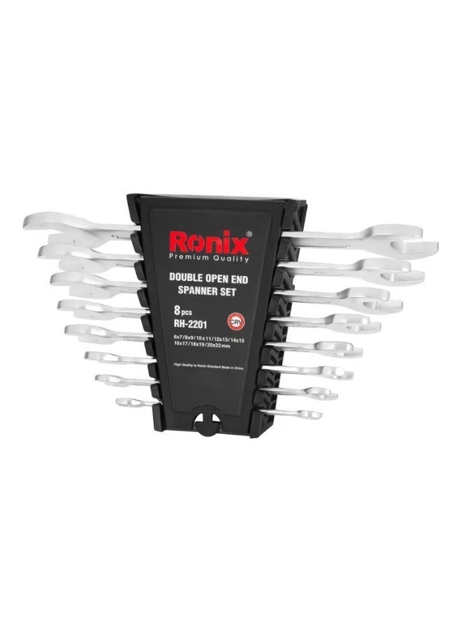RONIX 8 Pcs Double Open End Spanner Set 6x7 to 20x22mm, Cr-V, German Engineering #Ronix RH-2201 - Image 2