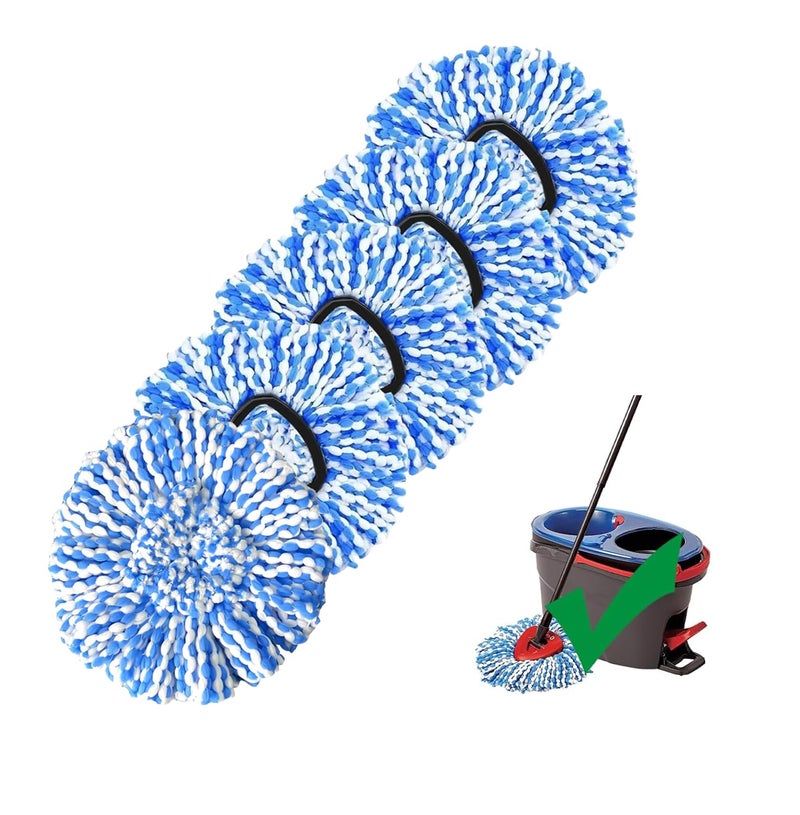 Isquene [ 5 Pack ]Mop Heads Replacements, Spin Mop Replacement Head Deep Cleaning Machine Washable and Easy-to-Replace,Spin Mop Refill Replacement Head 100% Microfiber,Mop Head Compatible with O Ceda EasyWrin - Image 1
