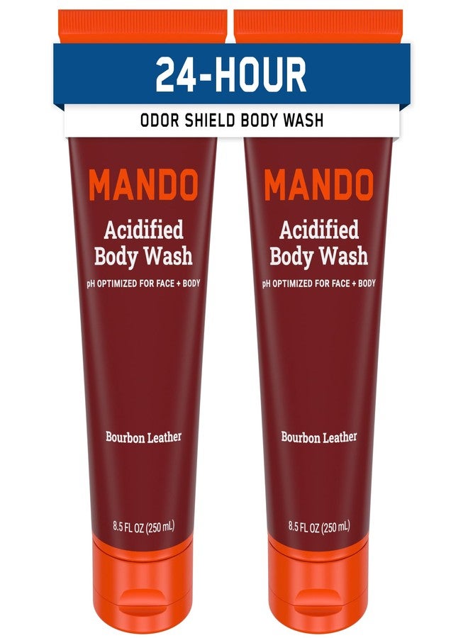Mando Odor Shield Body Wash - 24 Hour Control - Removes Odor Better than Soap - SLS Free, Paraben Free, Skin Safe - 8.5 Ounce (Pack of 2) (Bourbon Leather) - Image 1