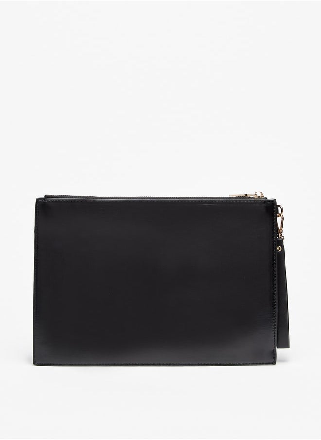 Flora Bella By Shoexpress Women Monogram Print Clutch with Zip Closure  - Image 4