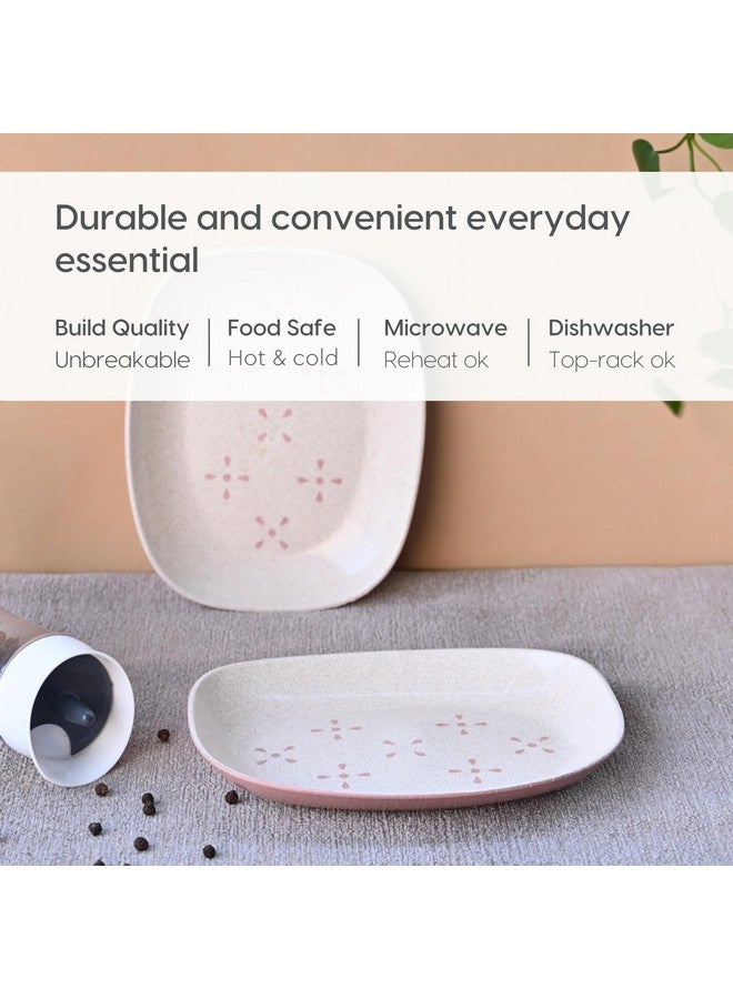 Eha Earth-Friendly Small Snack Serving Plates Set of 2 with Spoons | 6 inch | Small Snack Plates Made with Bamboo Fibers & Rice Husk Fiber | Microwave Safe | Dessert Plates | Innocent - Image 4