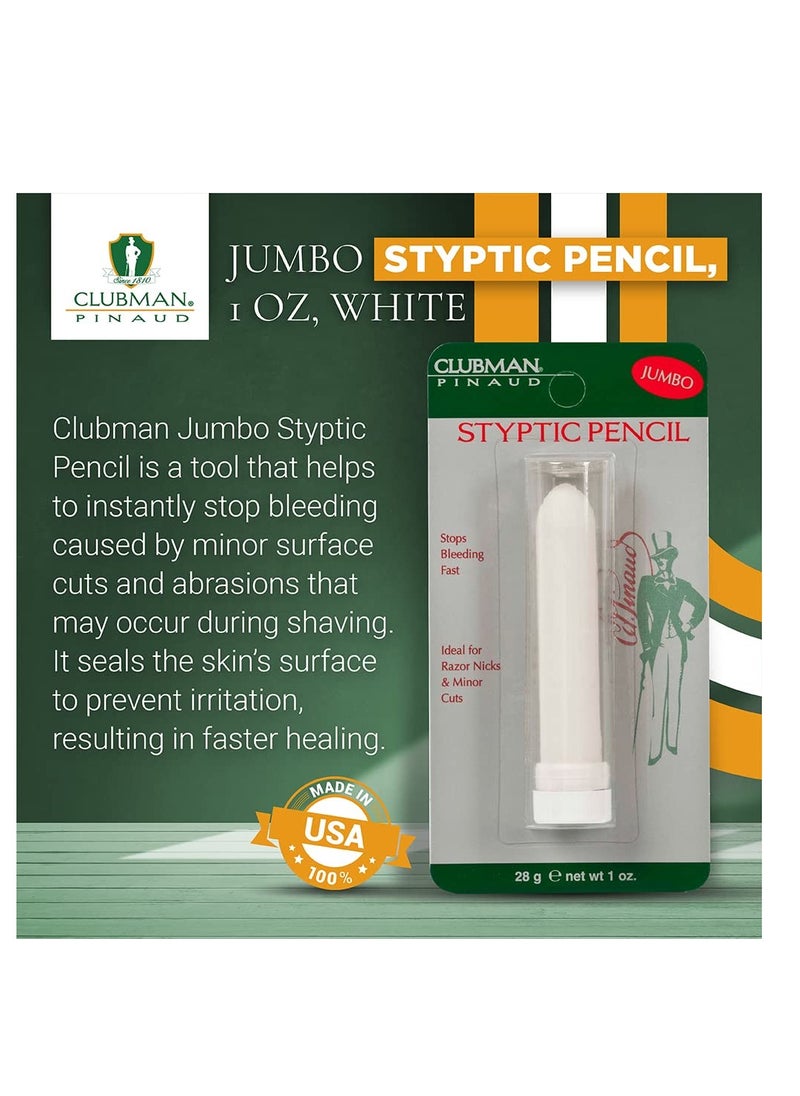 Clubman - Clubman Jumbo Styptic Pencil, Treat and Seal Shaving Cuts Instantly, Anti-hemorrhaging Stick, First Aid Device, White, 1 oz - Image 1