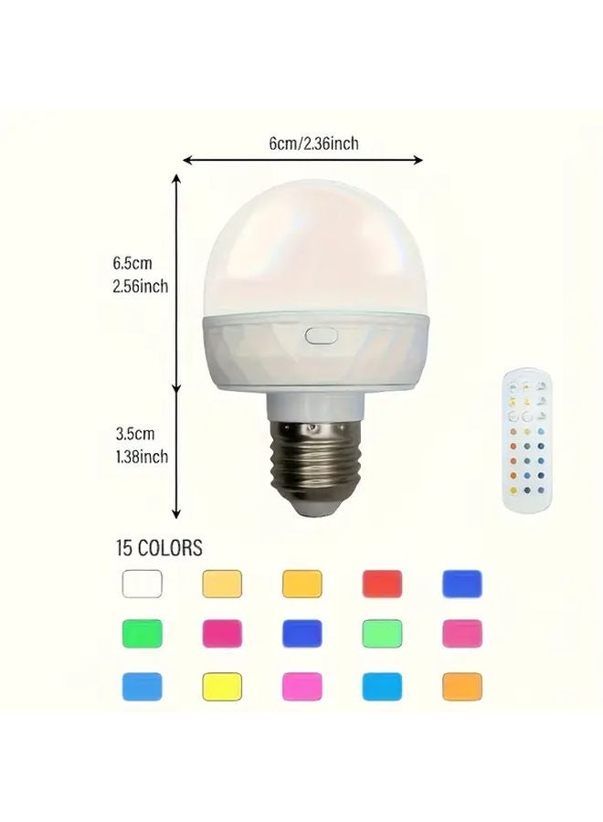 4 قطع 2500 مللي أمبير مصابيح LED ذكية قابلة لإعادة الشحن قاعدة E26 E27 15 لونًا جهاز تحكم عن بعد - Image 3