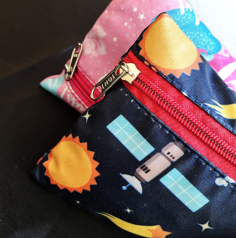 HOMEMATES 4 Pcs Return Gift Mermaid, Unicorn, Astronaut, Space Large Capacity Pencil Stationery Polyester Pouch Bag for Kids, Boys and Girls (Multicolor) - Image 5