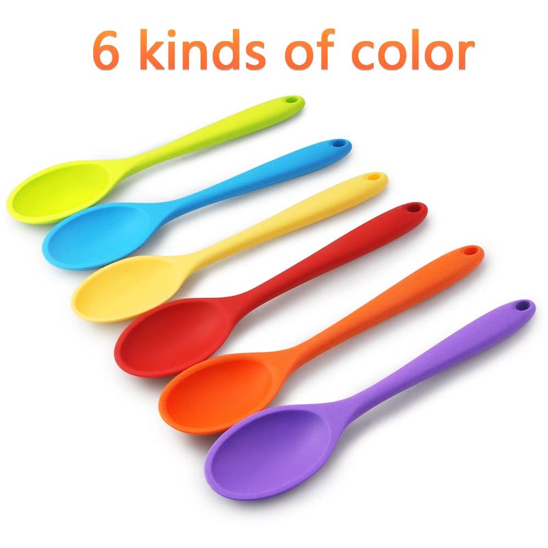 Gothabach 6 Pack 10.8'' Large Silicone Spoons  Heat Resistant Silicone Basting Spoons  Non-Stick Serving Spoon For Mixing  Buttering And Tasting - Image 3