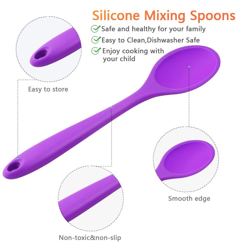Gothabach 6 Pack 10.8'' Large Silicone Spoons  Heat Resistant Silicone Basting Spoons  Non-Stick Serving Spoon For Mixing  Buttering And Tasting - Image 4