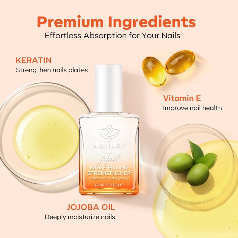 modelones Nail Strengthener Milky White Nail Polish Nails Repair for Damaged Nails Growth and Strentgthener Ridge Filler for Nail Strengthening Polish 15ml - Image 5