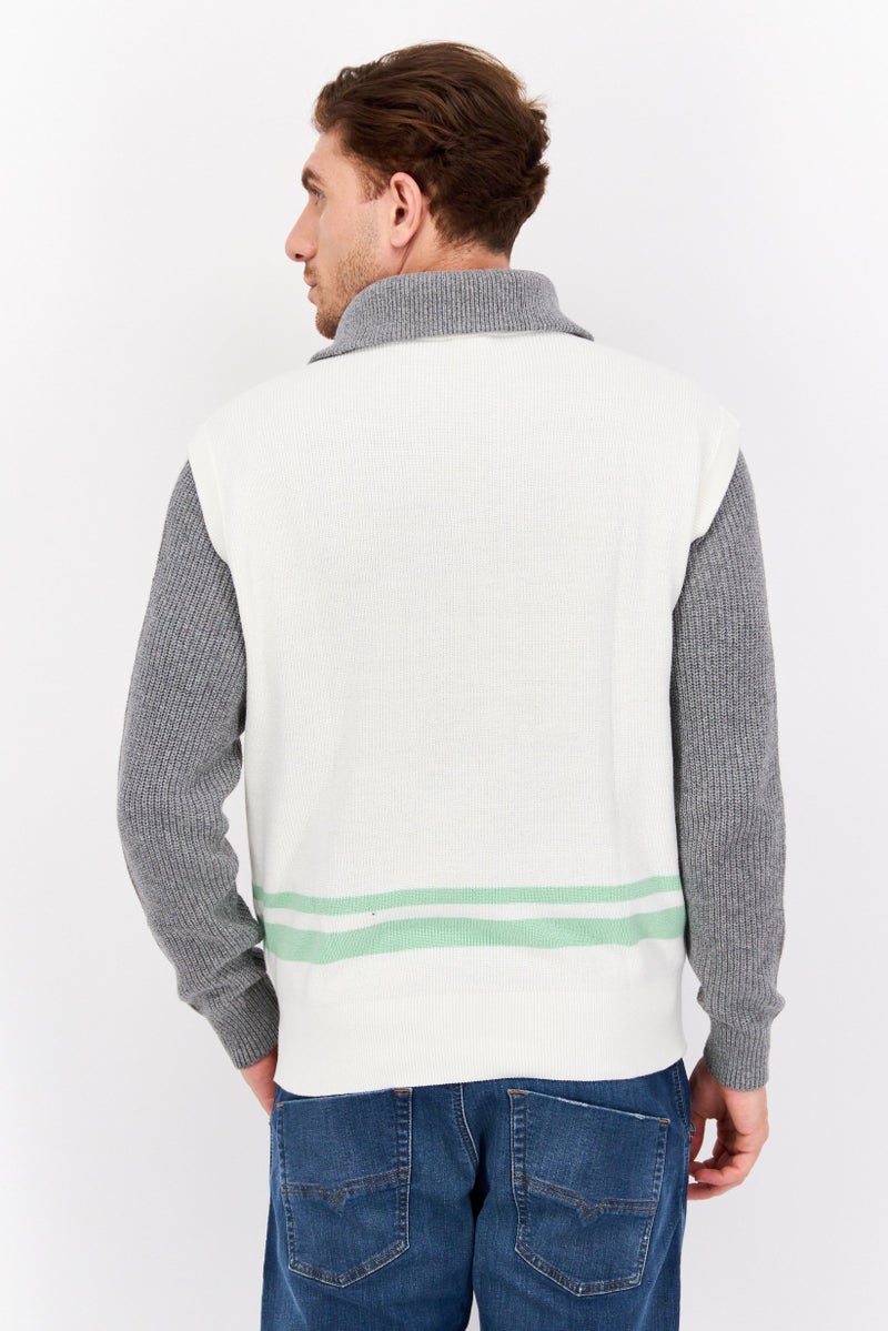 ESPRIT سترة بدون أكمام ذات رقبة دائرية للرجال، بيضاء - Image 3