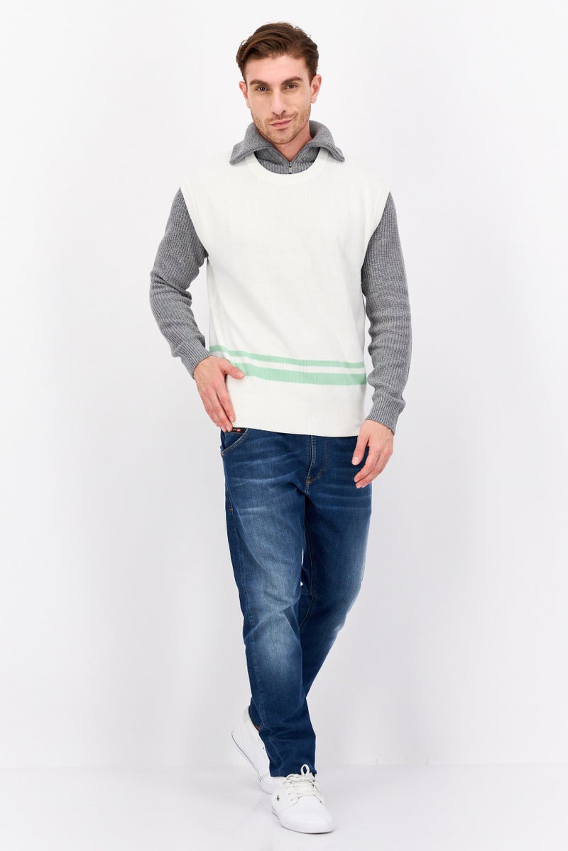 ESPRIT سترة بدون أكمام ذات رقبة دائرية للرجال، بيضاء - Image 4